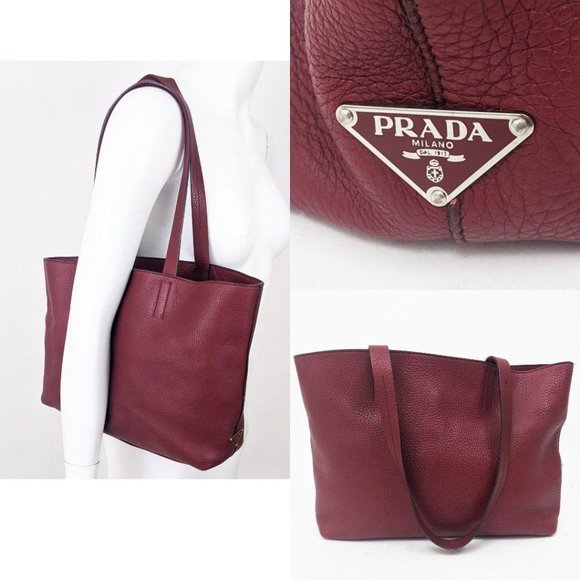 Prada Handbags - Prada Semitrocola Vitello Daino Leather Tote Bag